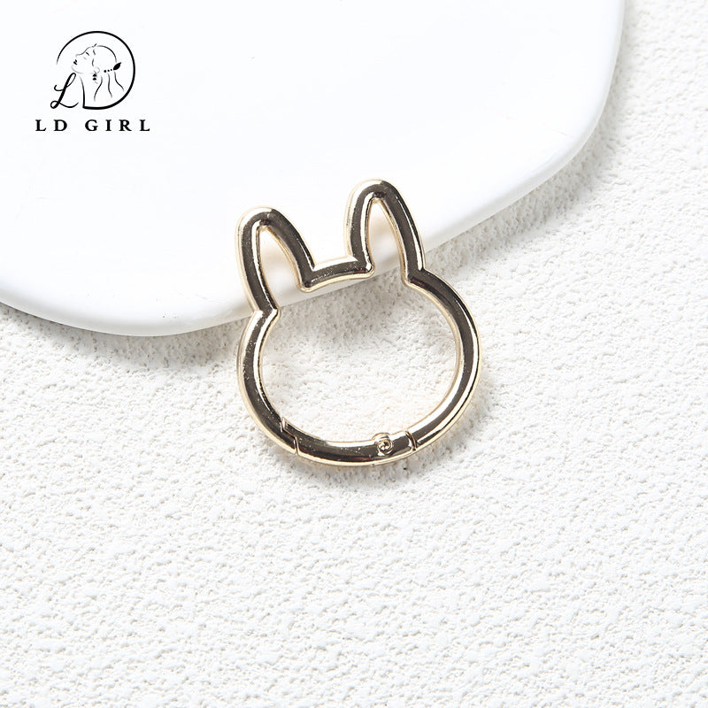 A large rabbit spring buckle, open ring, colorful spring ring
