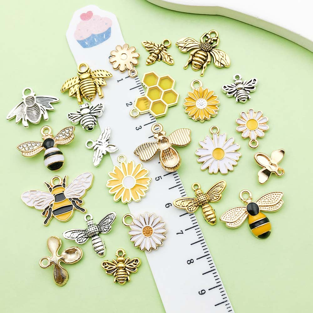 Alloy bee series gold plated enamel charm