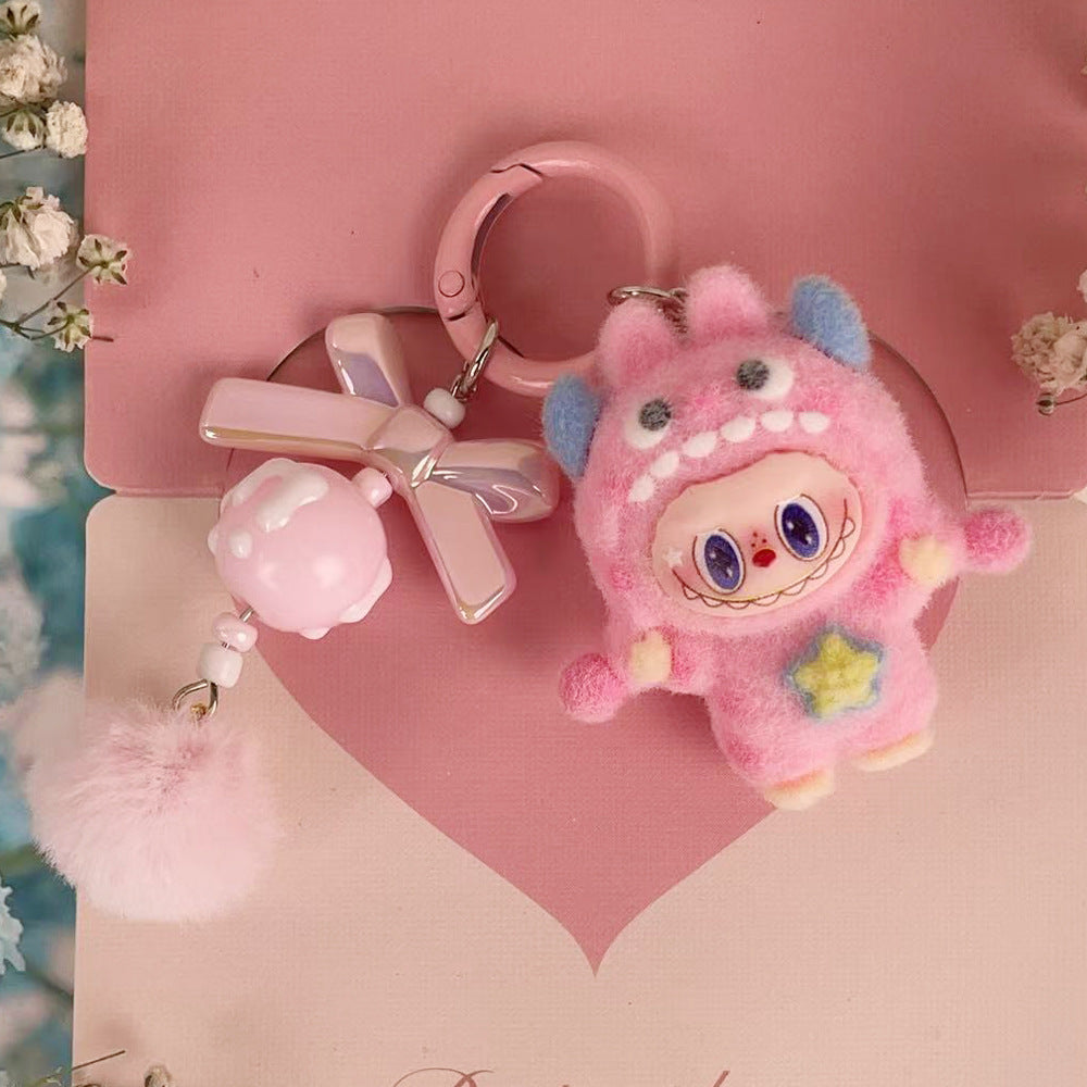 Flocking multi-point monster cloth cloth, jewelry accessories, cartoon DIY keychain.