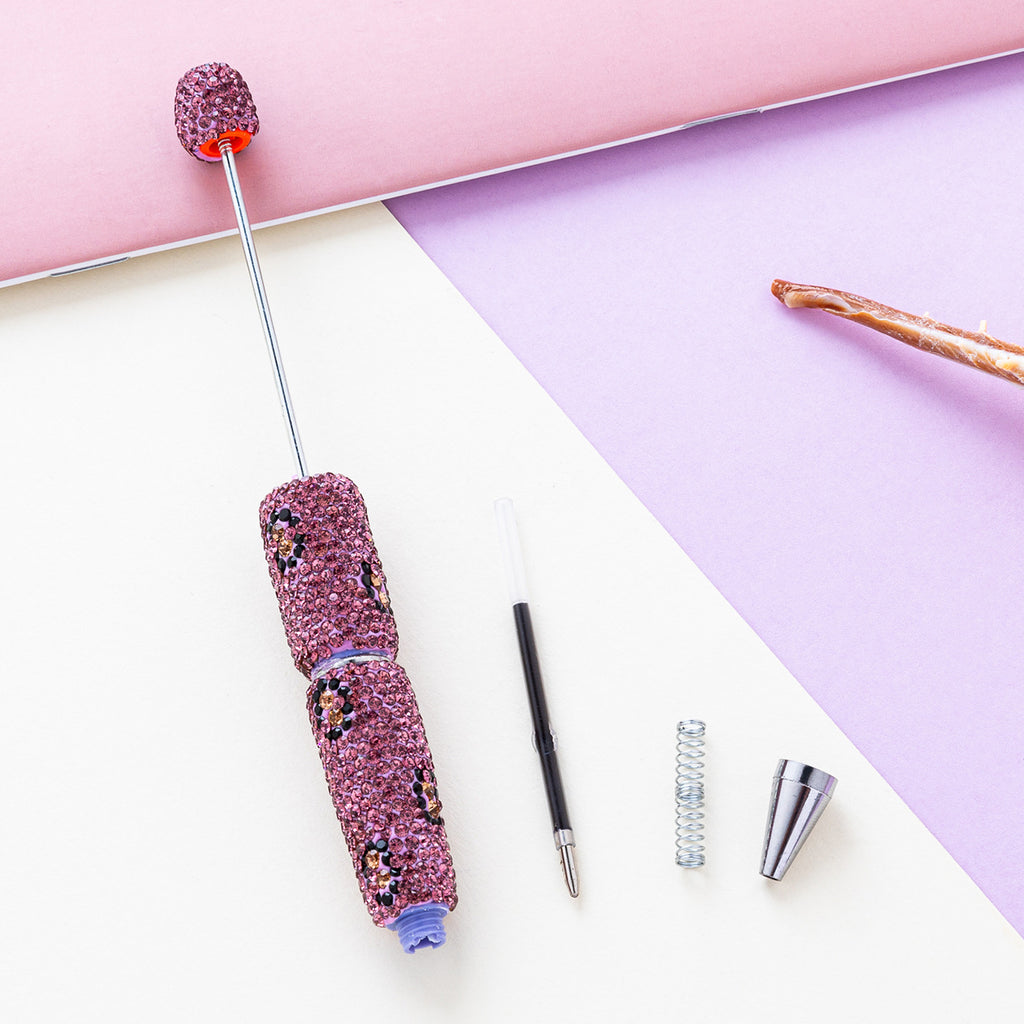 DIY Leopard print bead pen, handmade sticker drill pen