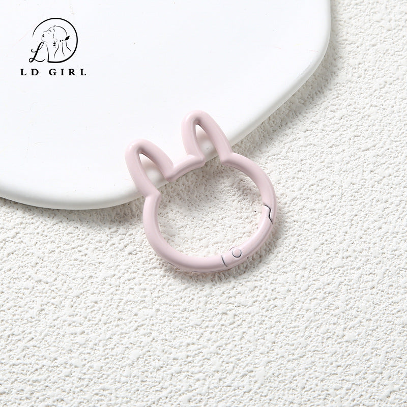 A large rabbit spring buckle, open ring, colorful spring ring