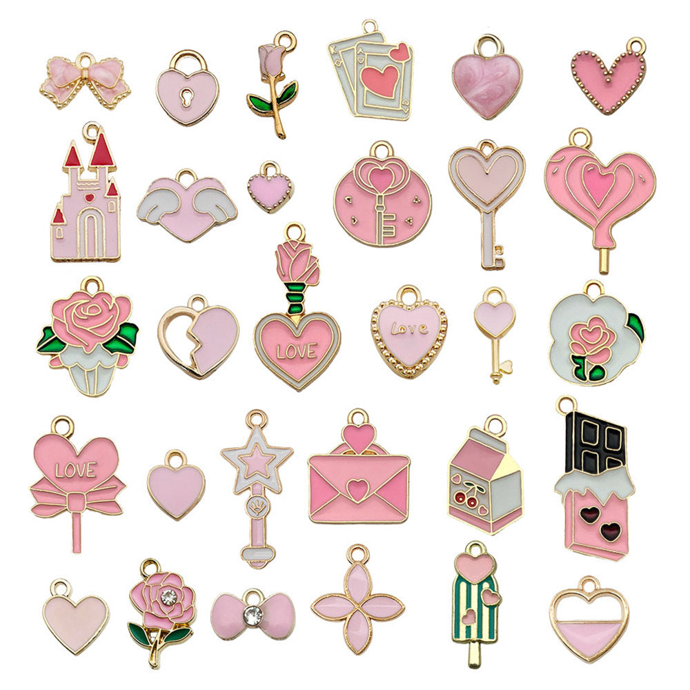 Pink gold plated enamel charm