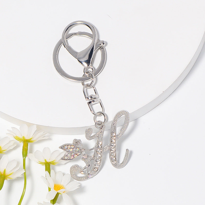 Alloy diamond English letters, key chain, little angel car key pendant