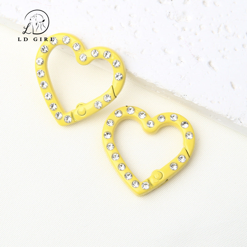 A25mm diamond set, love spring buckle, open ring, DIY jewelry accessories