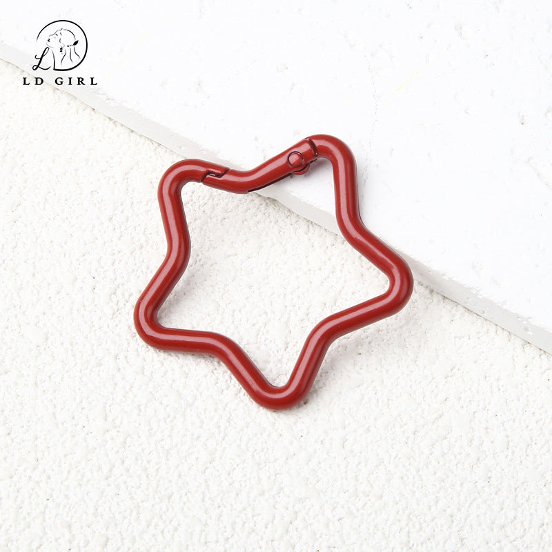 A paint alloy big heart, five-pointed star, spring ring, keychain, spring ring DIY jewelry accessories