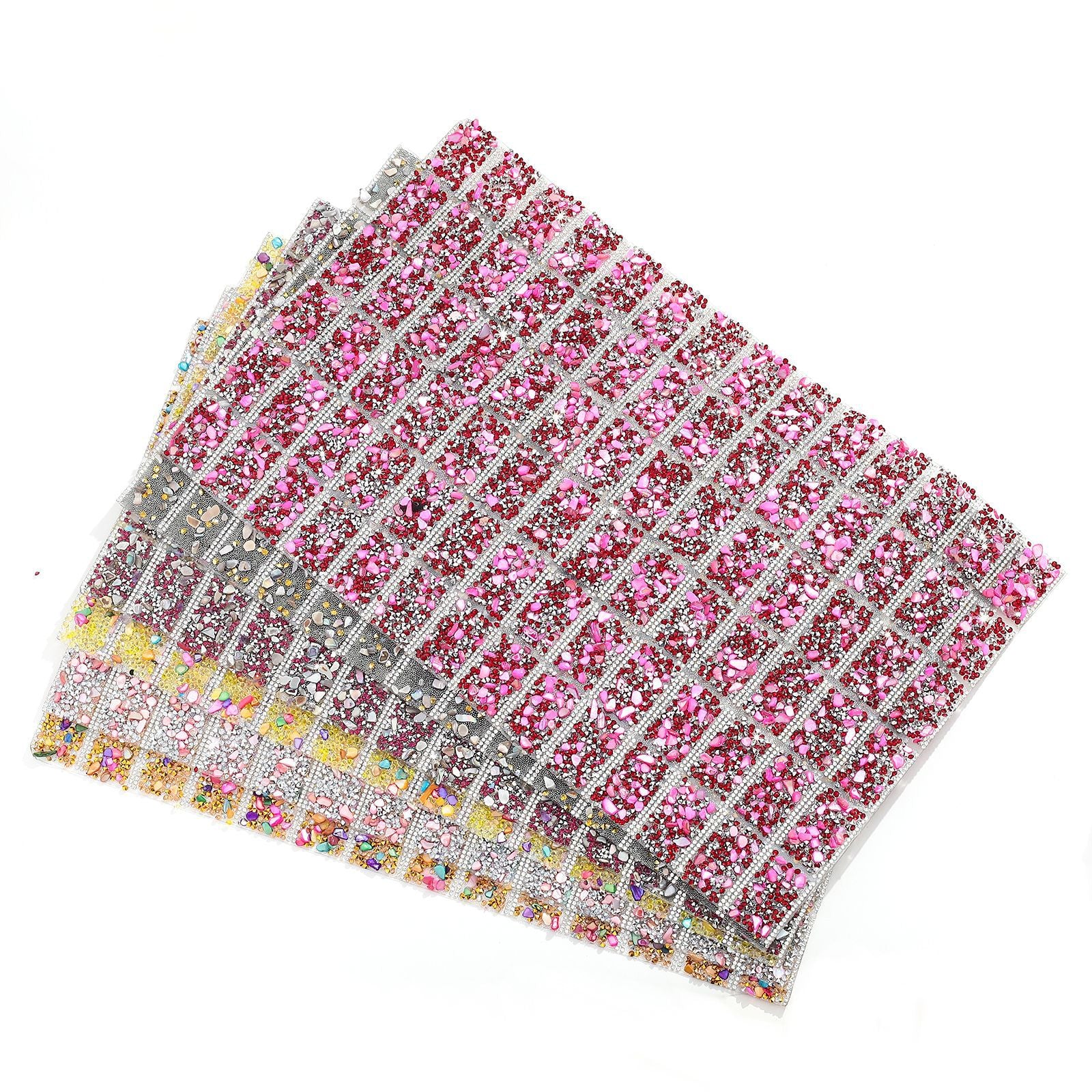 6-Color Pointed bottom rhinestone with colored gravel double-sided tape square drill piece [whole piece 24 * 40cm small square 3 * 4cm]