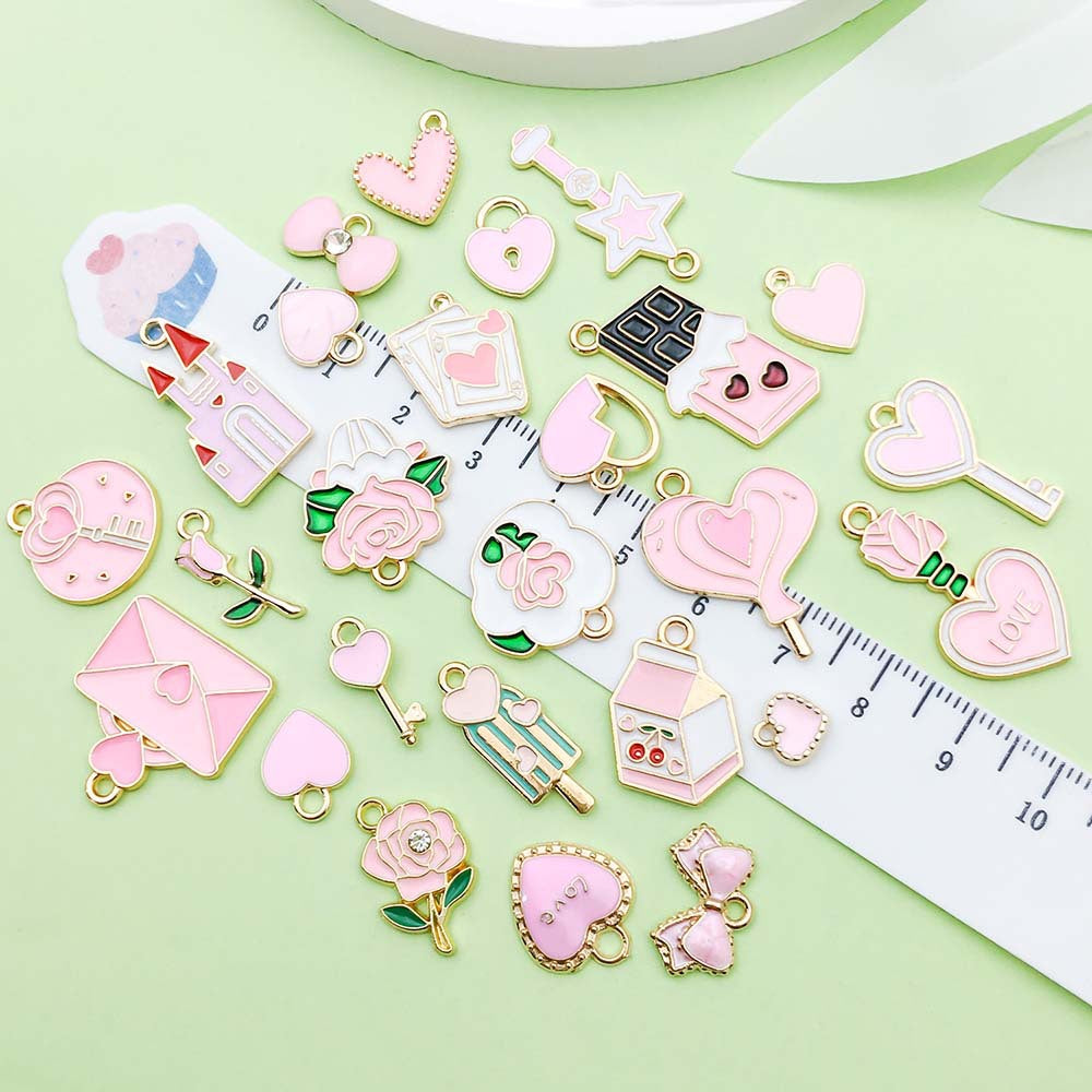Pink gold plated enamel charm