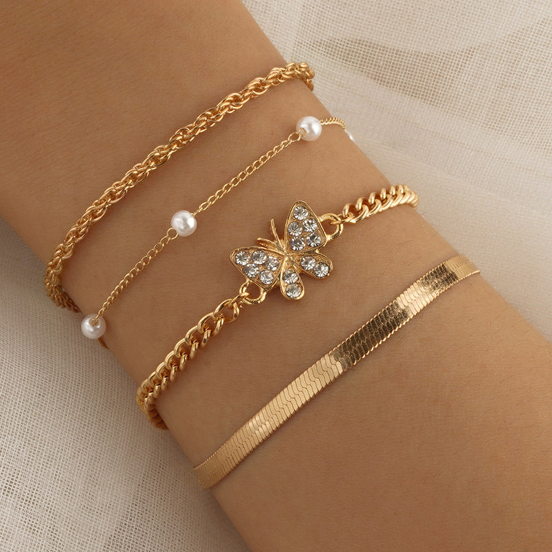 B2,Fashion Green Grandmother Diamond Bracelet Set