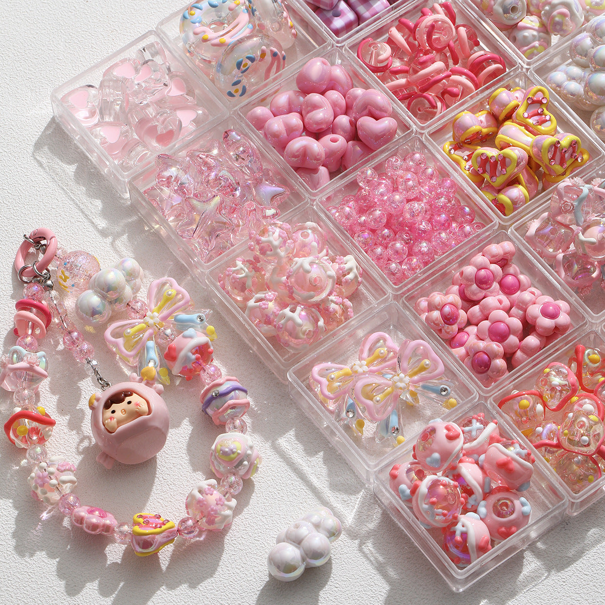 Pink special-shaped/heavy industry hand-painted beads/DIY accessories【桃之夭夭】