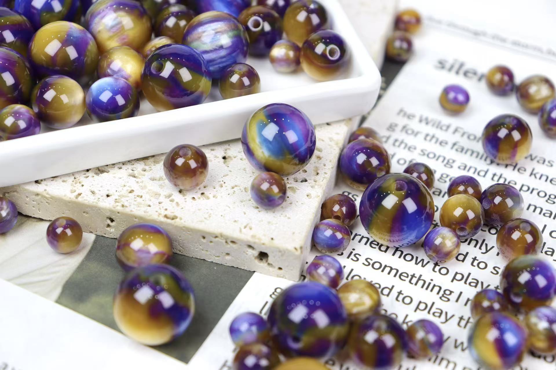 NO.25 Monet oil painting style vintage resin beads （莫奈油画风）朽木生花