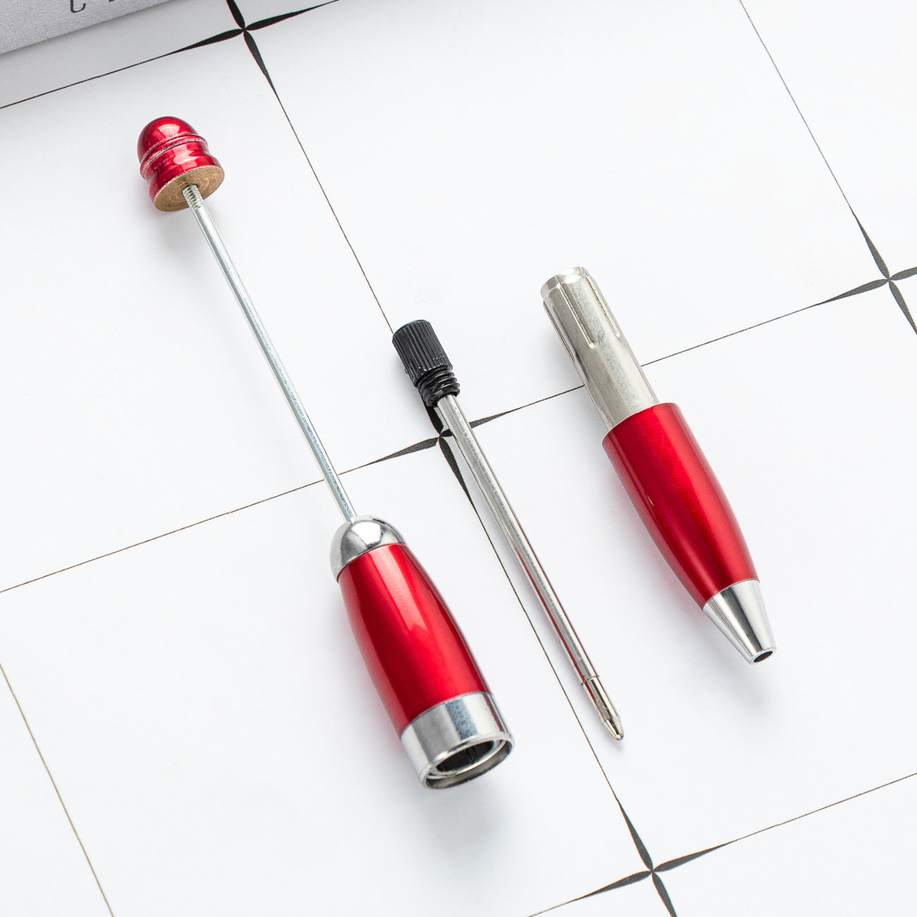 DIY beaded ballpoint pen, portable pocket pen, mini metal ballpoint pen 11.9 * 1.2cm