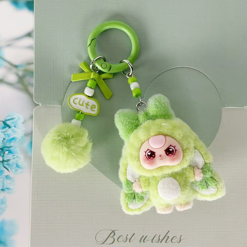 Flocking new three-year-old baby, DIY keychain, pendant.