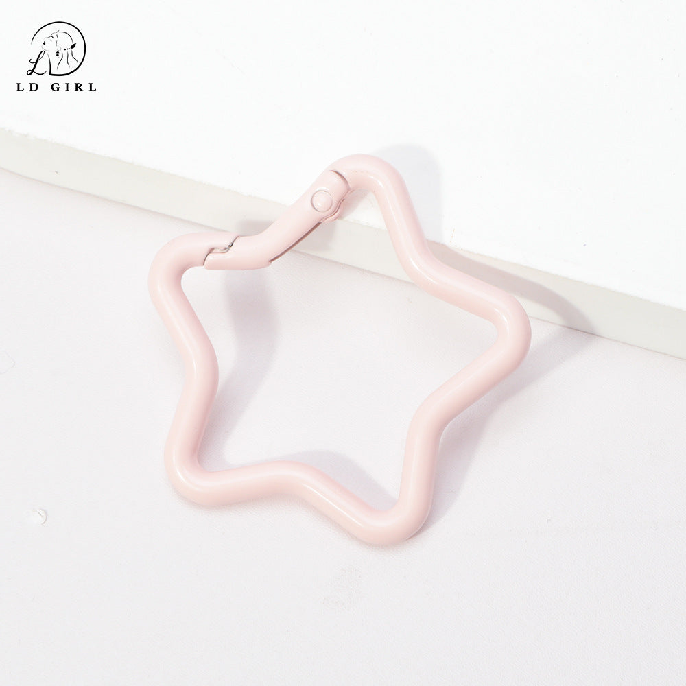 A paint alloy big heart, five-pointed star, spring ring, keychain, spring ring DIY jewelry accessories