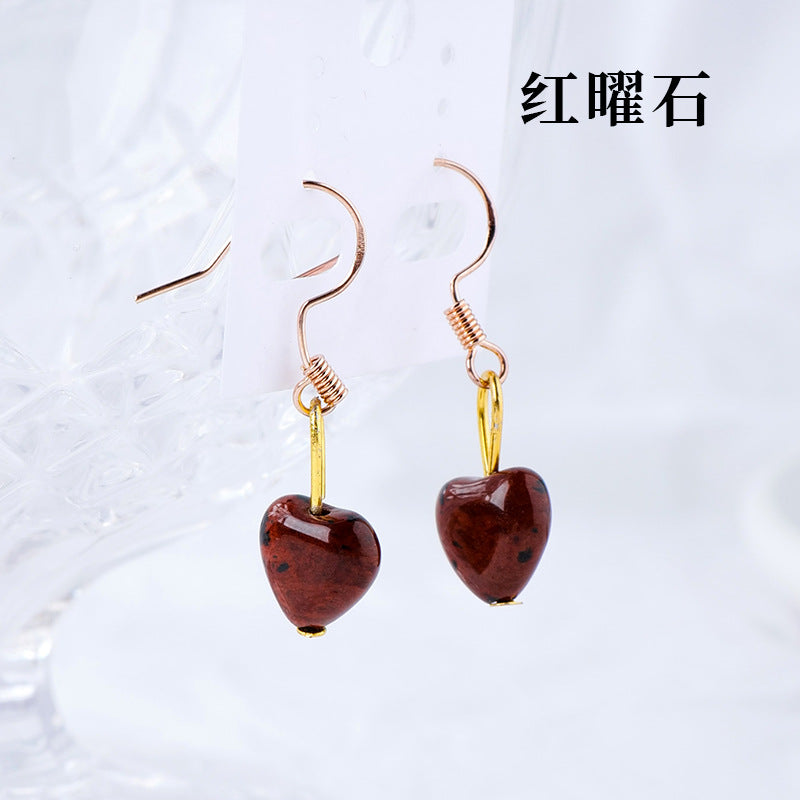 6-Types,2-Color, Natural crystal and gemstone earrings