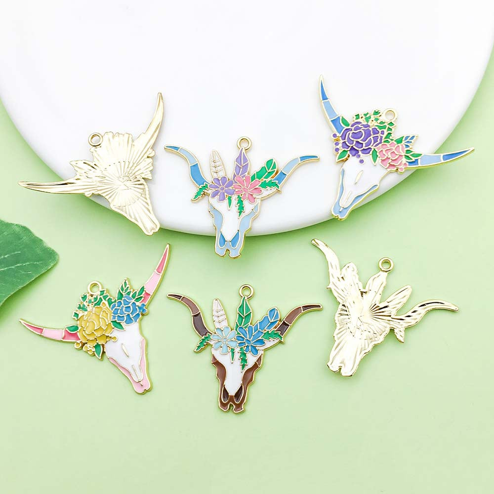 NO.14-2 Flower bull head  charm metal, alloy