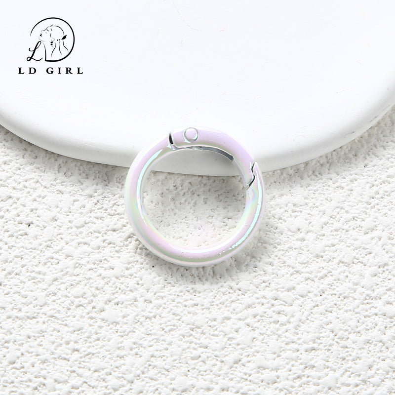 A Color electroplated spring buckle, paint zinc alloy, spring ring, round buckle, jewelry accessories, DIY handmade spring buckle