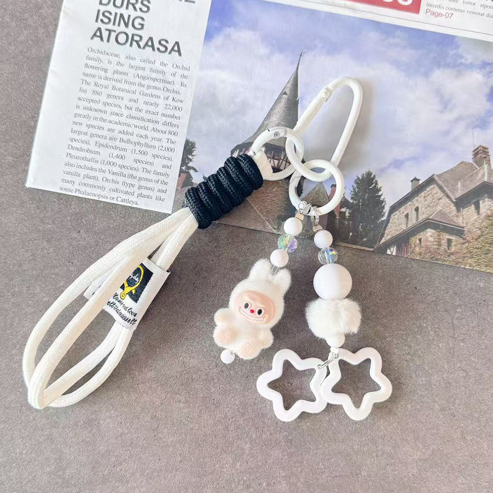 B1 new flocking doll cartoon mobile phone chain/plush mobile phone pendant