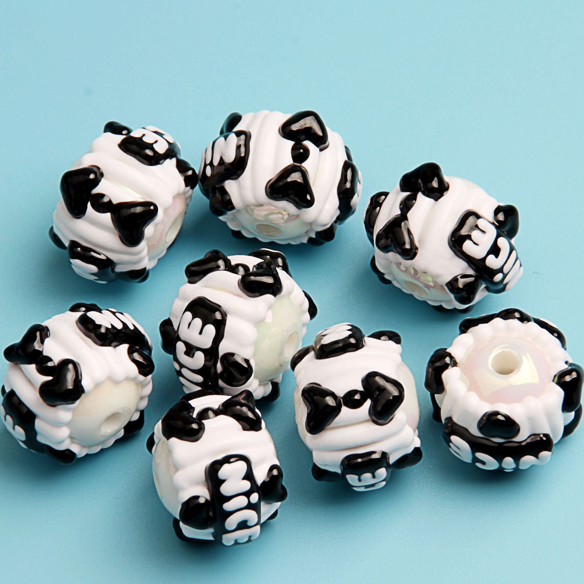 No.4 Black hand-painted bead string bead pen DIY mobile phone chain