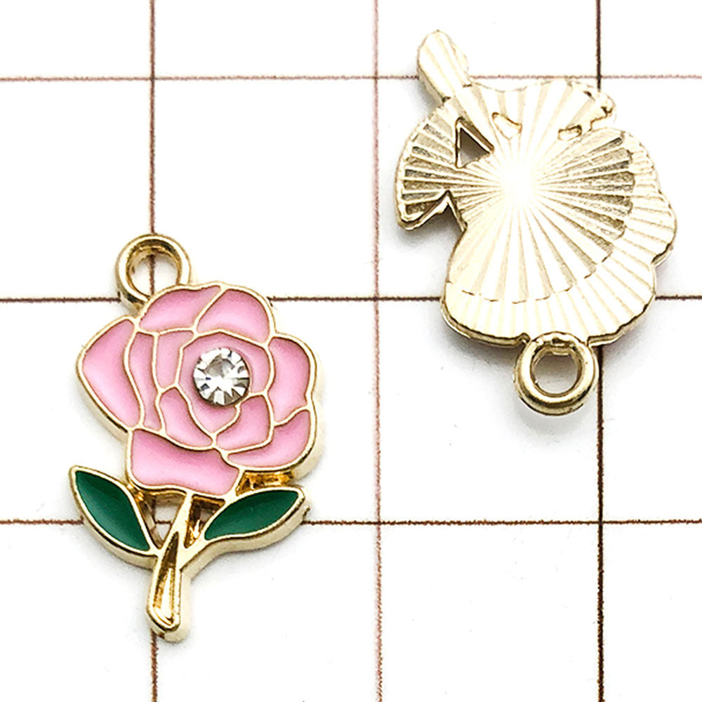 NO.20-3 Pink gold plated enamel charm