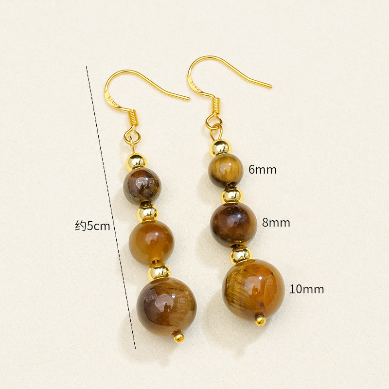 Natural Crystal Earrings - Tiger's Eye