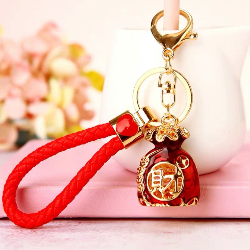 7-Color Alloy love leather rope, keychain, woven car pendant, colored keychain pendant