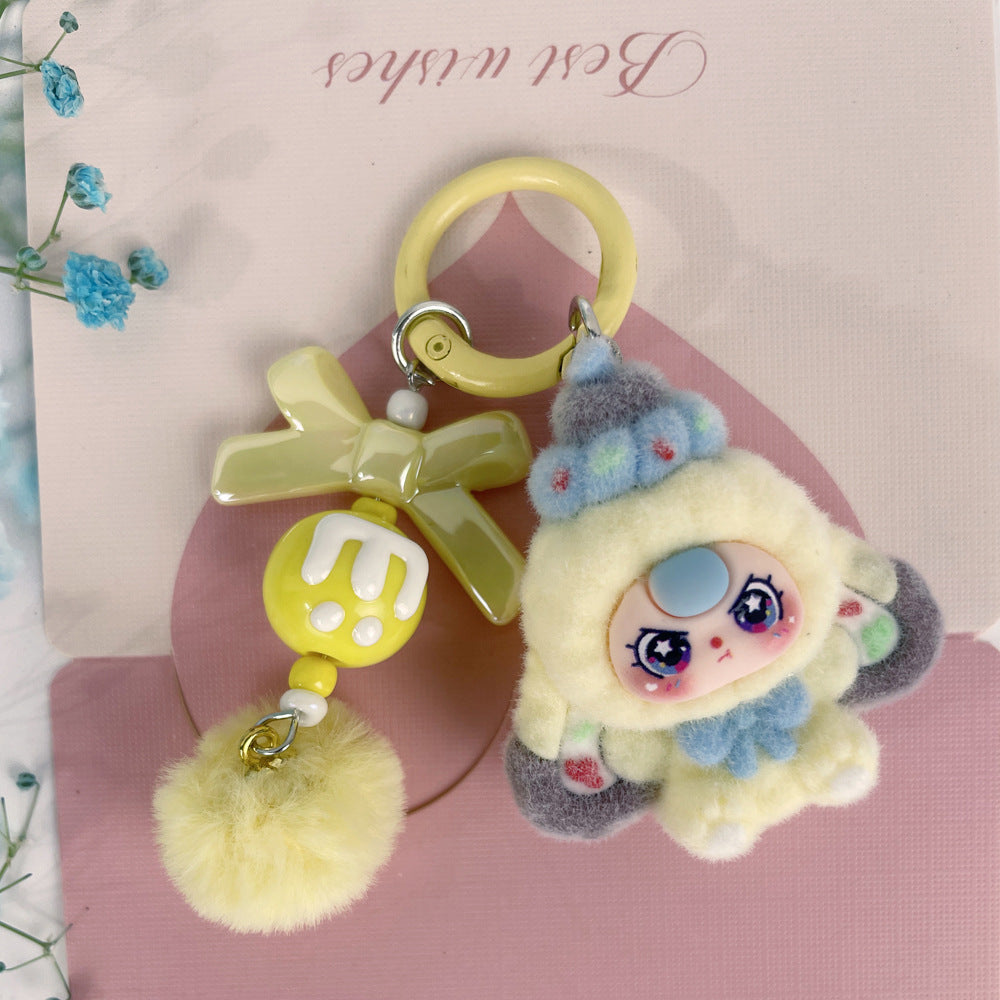 Flocking dessert three-year-old baby jewelry accessories, cartoon keychains, bag pendants