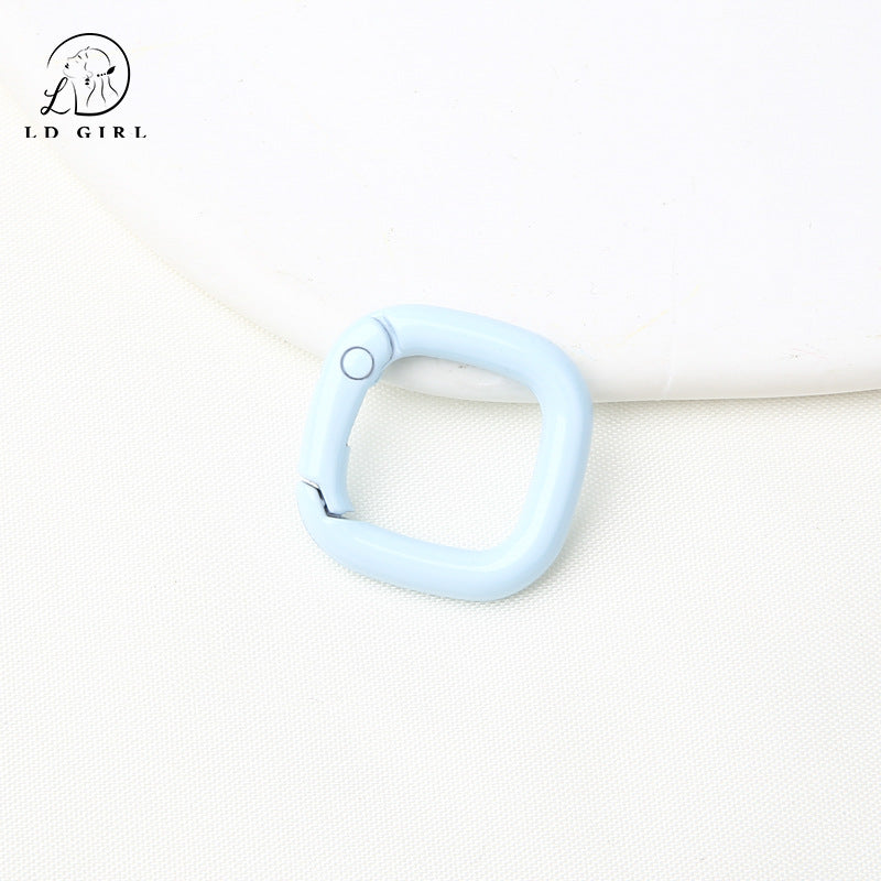 A colored paint, square spring buckle, DIY alloy jewelry accessories, keychain