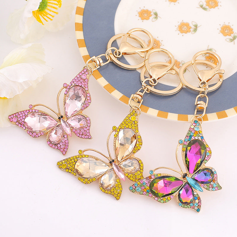 18-Color Stone Diamond Butterfly Keychain, Necklace