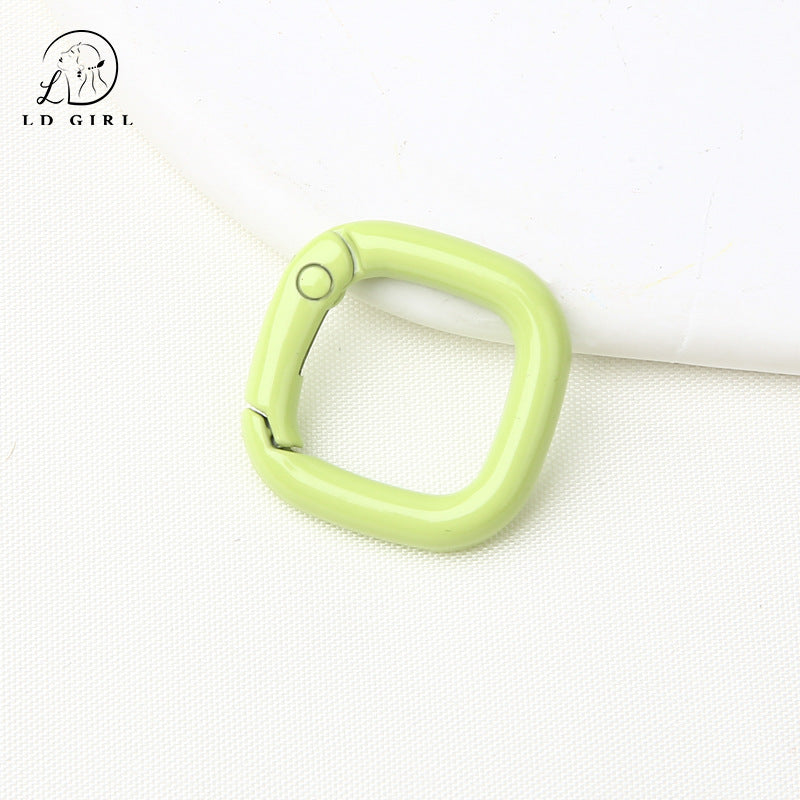 A colored paint, square spring buckle, DIY alloy jewelry accessories, keychain