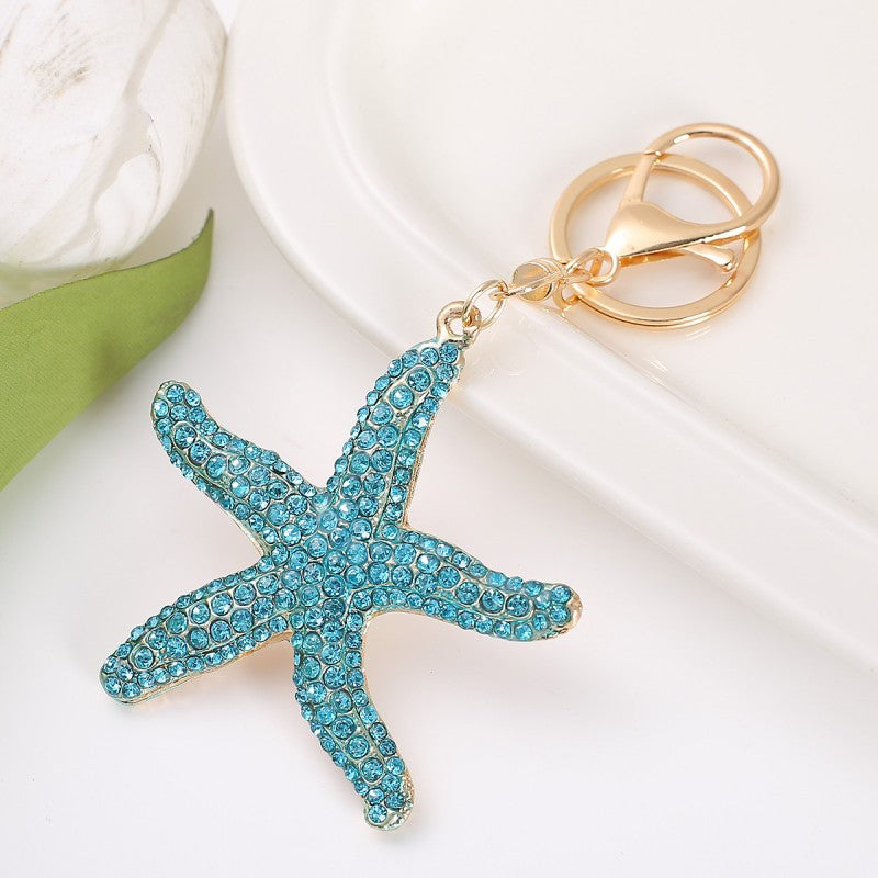 9-Type Colorful Ocean Animal Diamond Wallet Pendant Key Ring