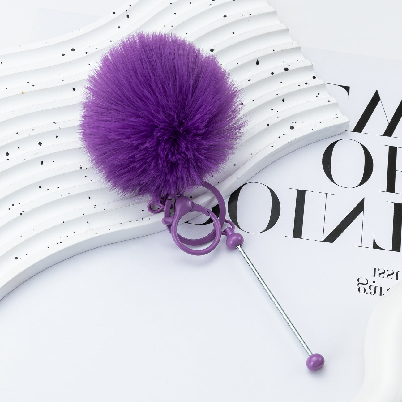 DIY beaded hairball keychain, creative plush keychain