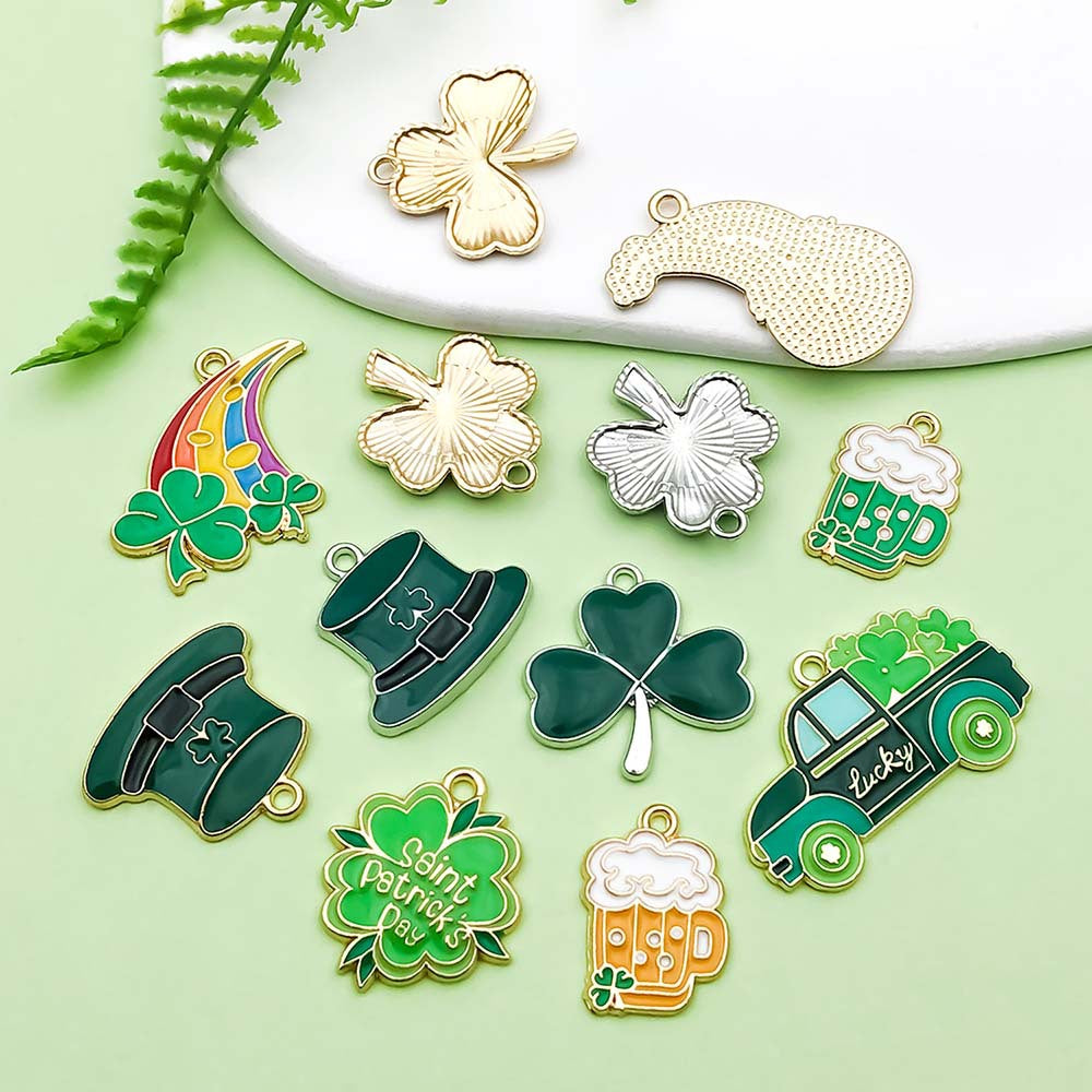 NO.15-2 Green gold plated enamel charm metal, alloy