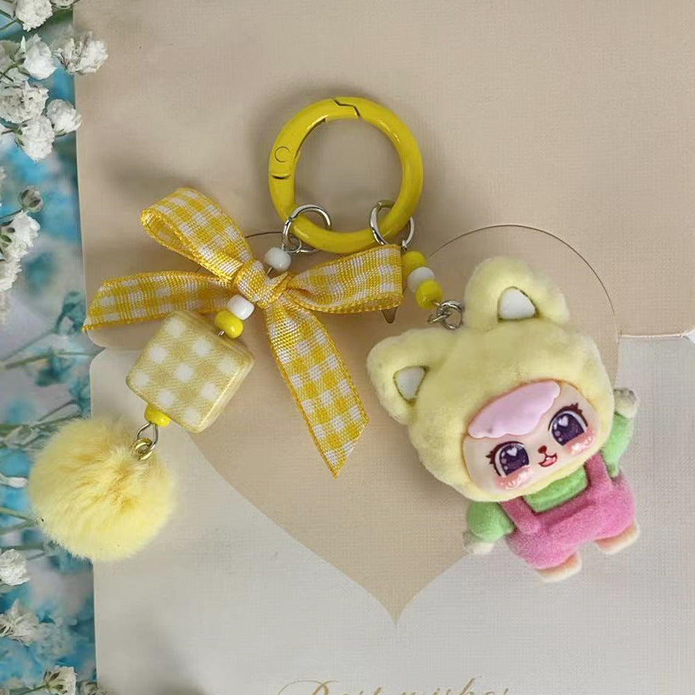 Flocking beckoning cat pear, cat jewelry accessories B