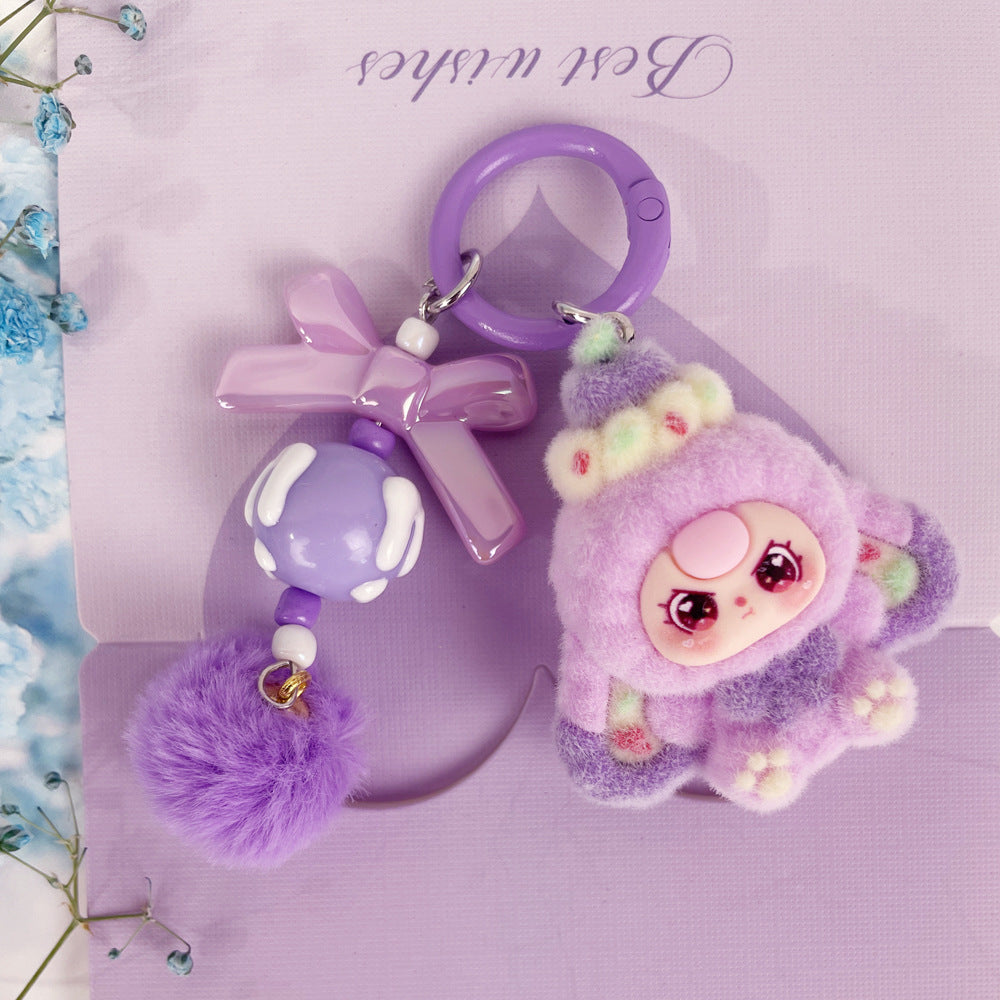 Flocking dessert three-year-old baby jewelry accessories, cartoon keychains, bag pendants
