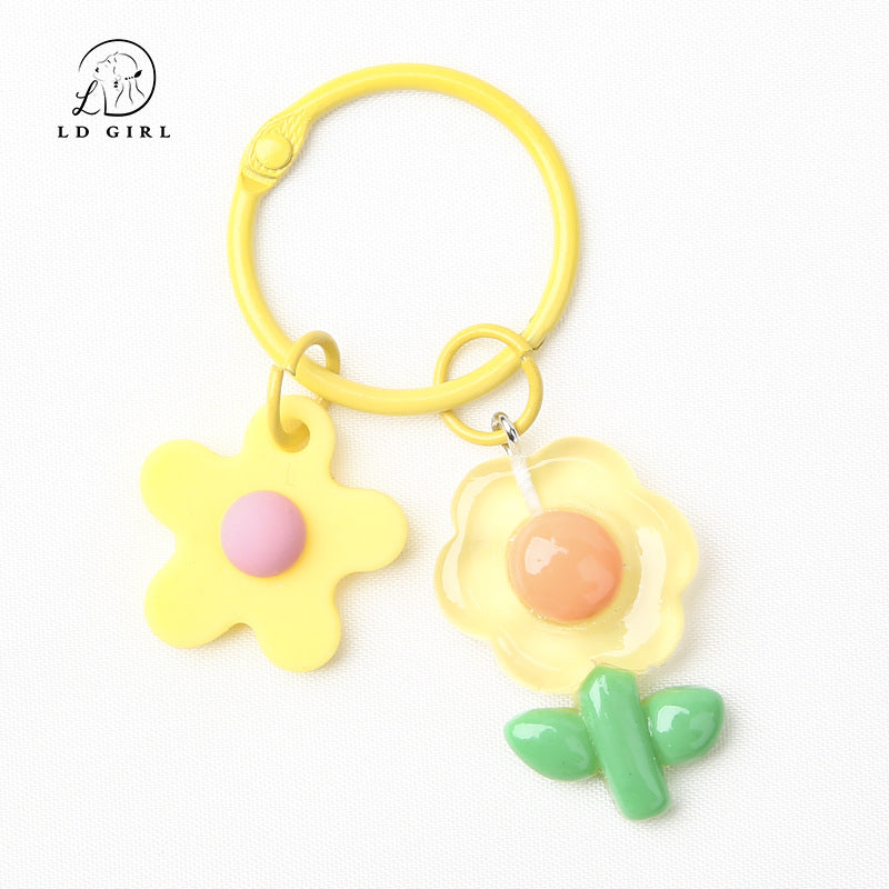 A colorful soft rubber resin flower keychain, pendant, DIY, accessories