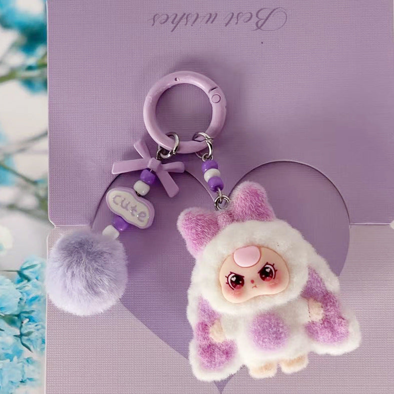 Flocking new three-year-old baby, DIY keychain, pendant.