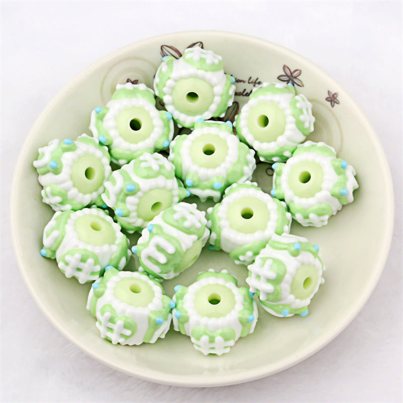 NO, 6 green DIY beads