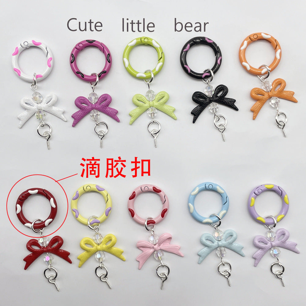 MOQ 50 PCS,Color flower universal rotating spring chain, candy flower key chain, plum blossom spring ring