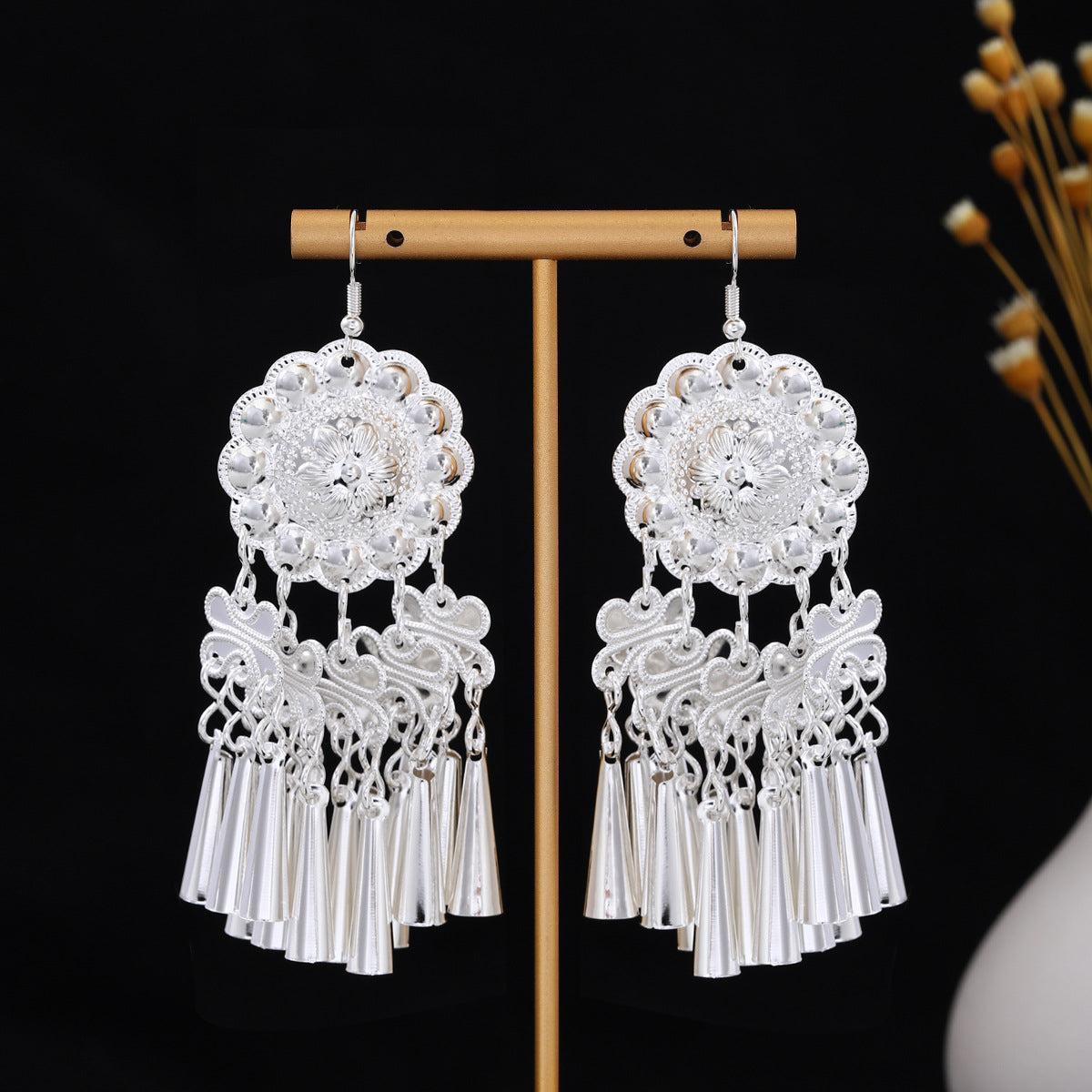 E6,Miao silver earrings