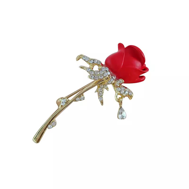30-Type diamond-encrusted tulip, rose and other brooches