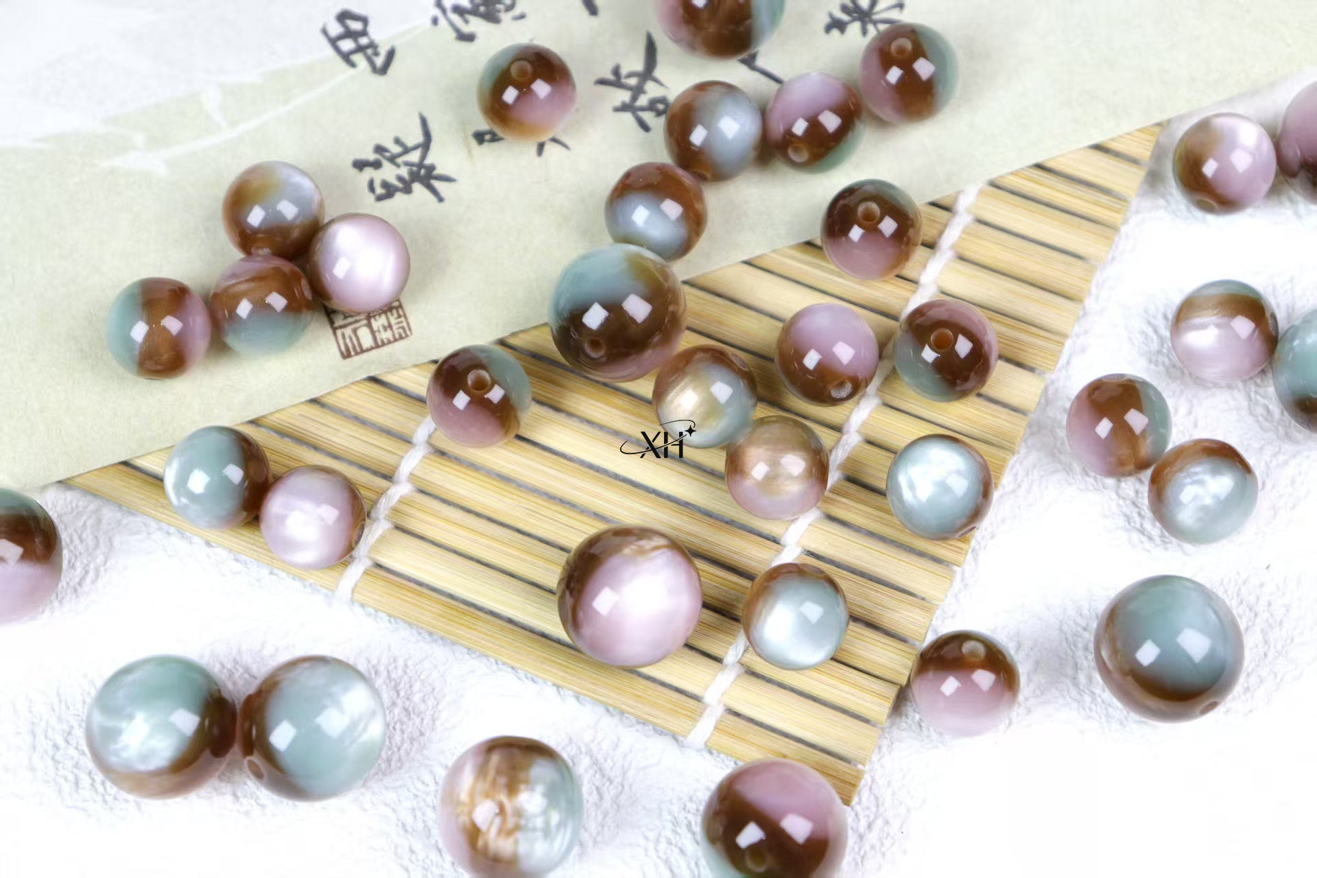 NO.7 Three in one Colors Resin Beads A  三分春