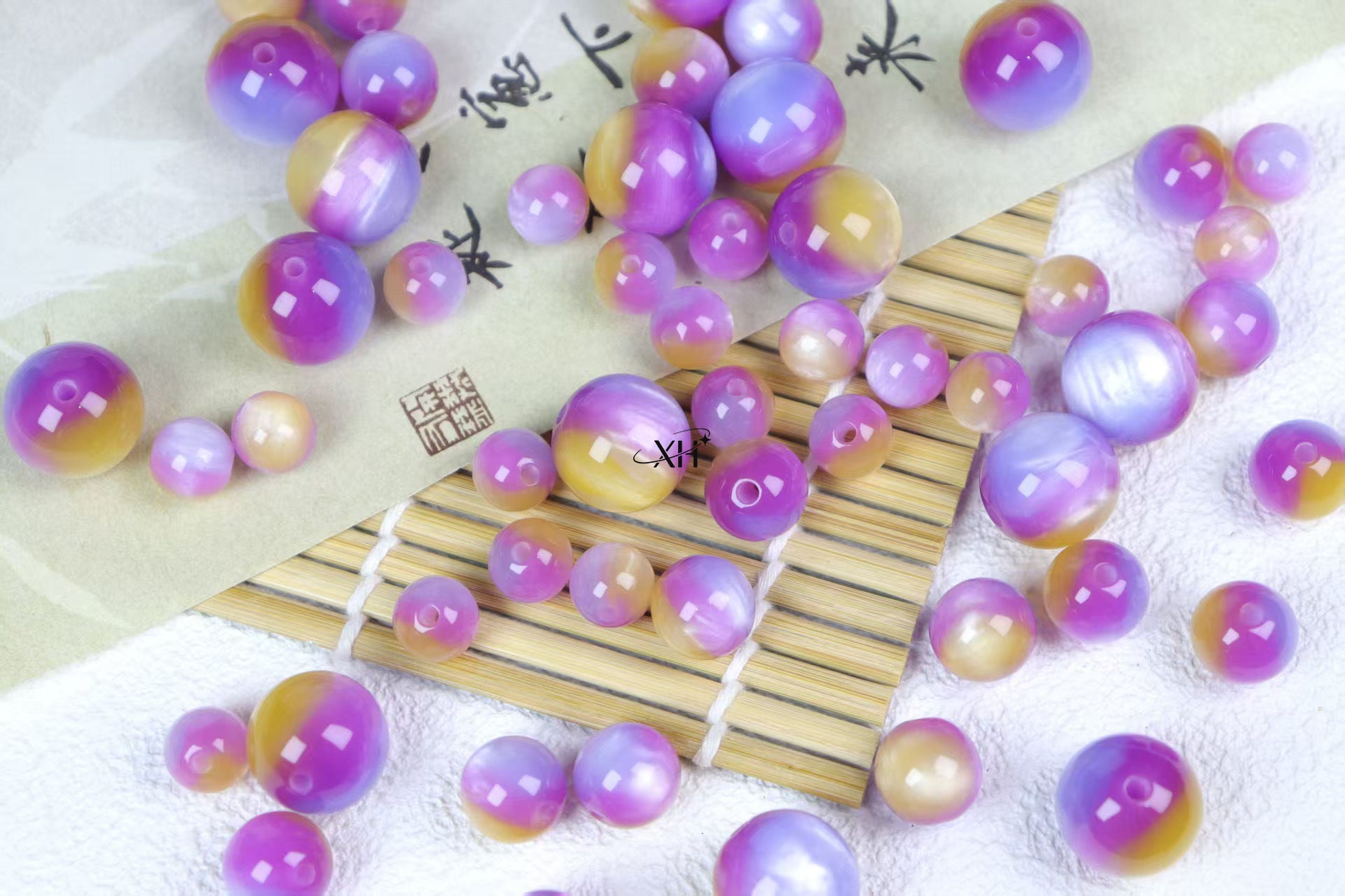 NO.7 Three in one Colors Resin Beads A  三分春