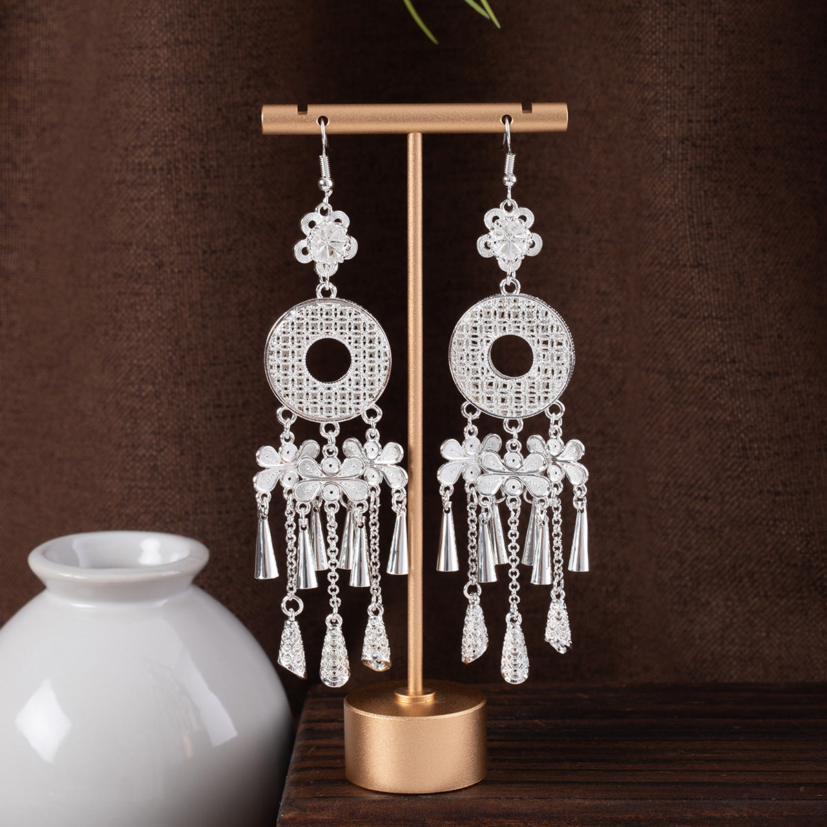 E6,Miao silver earrings