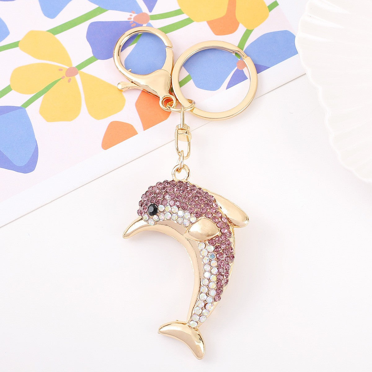 9-Type Colorful Ocean Animal Diamond Wallet Pendant Key Ring