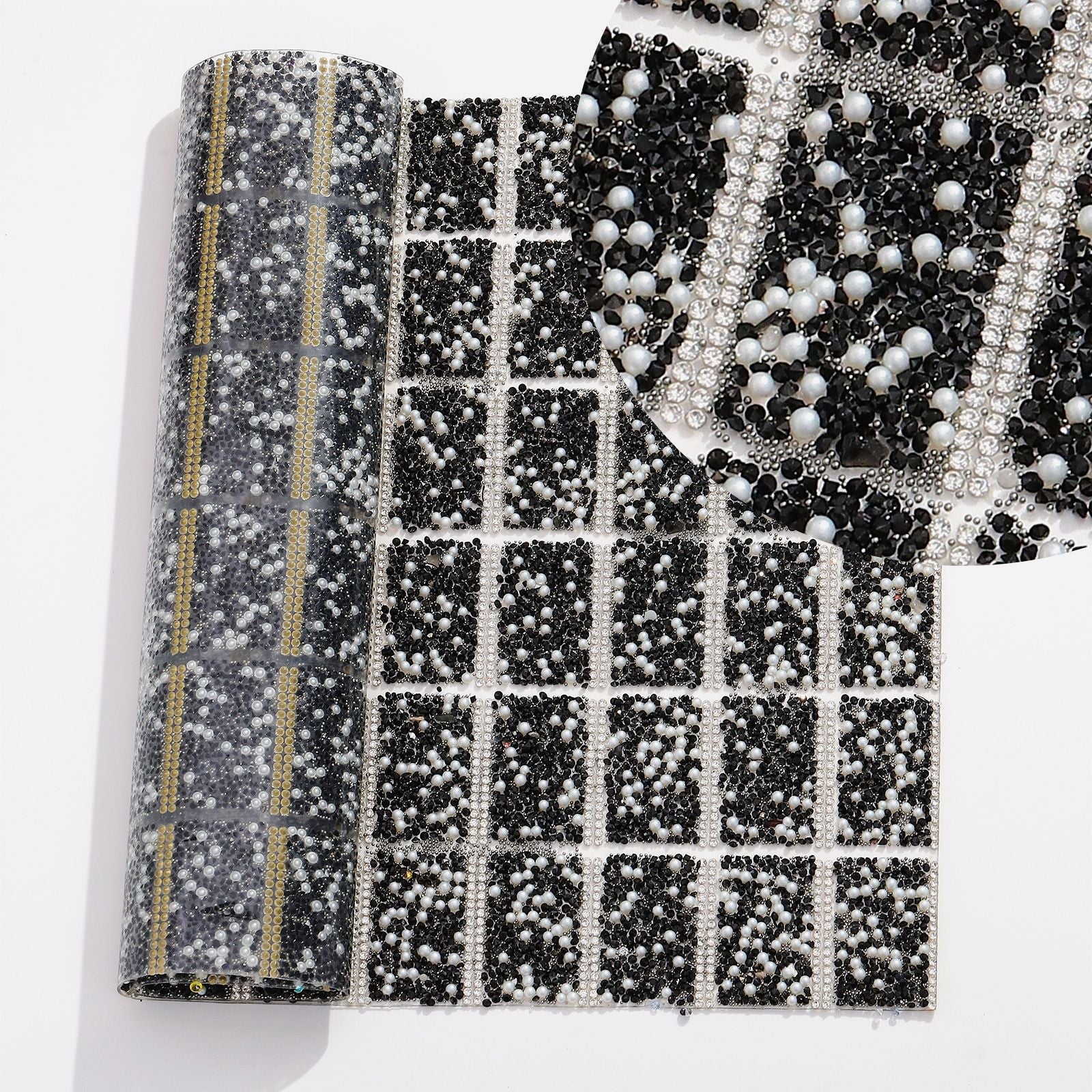 7-Color Pointed bottom with pearl double-sided glue square diamond piece [whole piece 24 * 40cm small square 3 * 4cm]