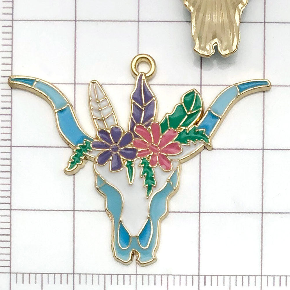 NO.14-2 Flower bull head  charm metal, alloy