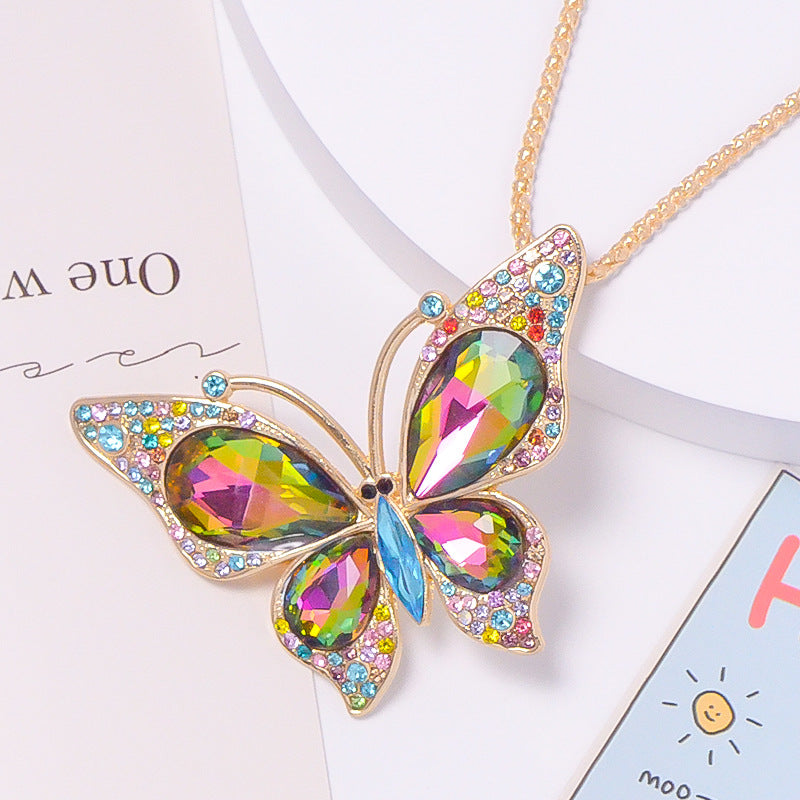 18-Color Stone Diamond Butterfly Keychain, Necklace