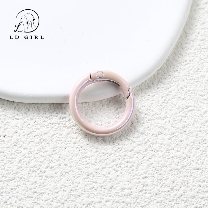 A Color electroplated spring buckle, paint zinc alloy, spring ring, round buckle, jewelry accessories, DIY handmade spring buckle