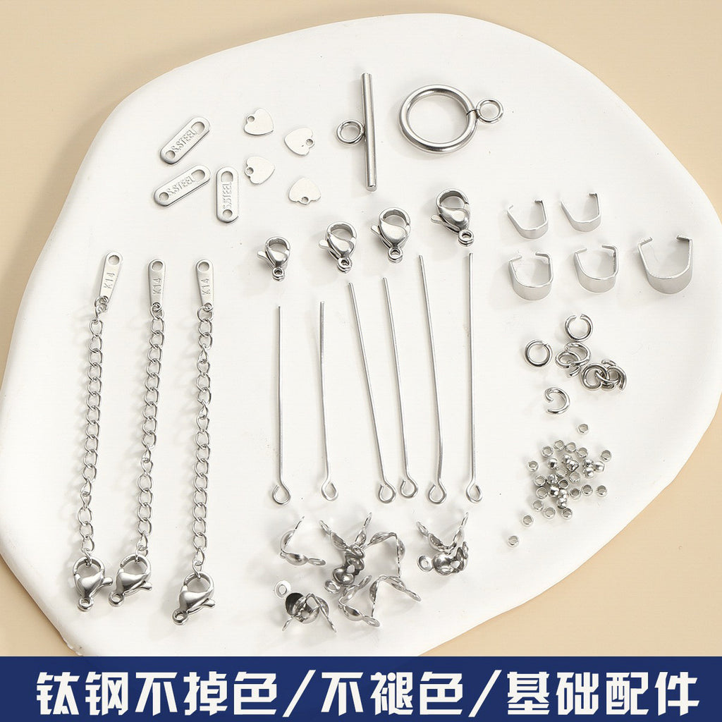 Titanium steel/stainless steel/open ring/non-fading/lobster buckle/T needle/9-character needle/OT buckle/delay chain/color retention bracelet accessories