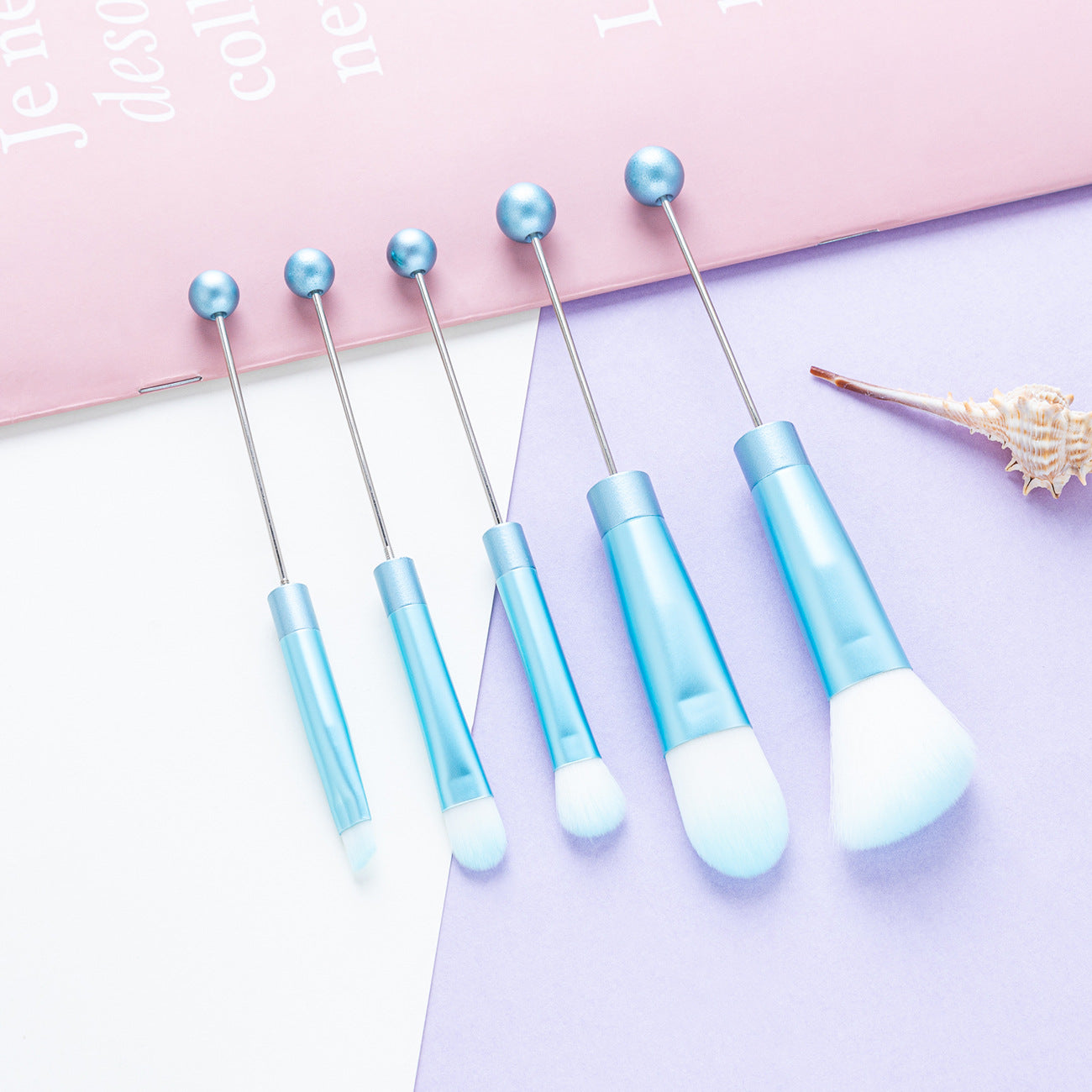 5 DIY metal handles, beaded makeup brush set
